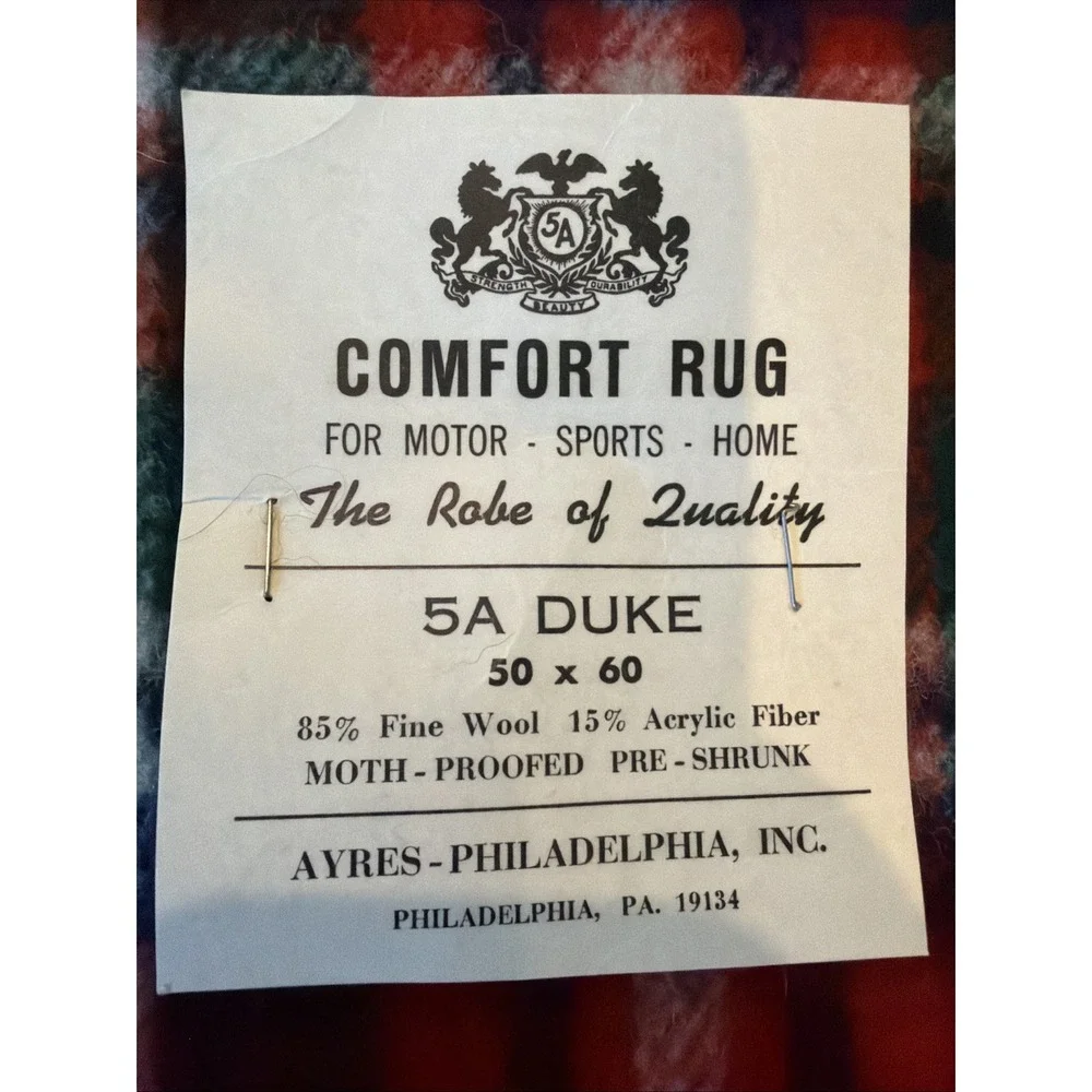 Vintage William Ayres Tartan Plaid Blanket Philadelphia Fine Wool Blend 50 X60